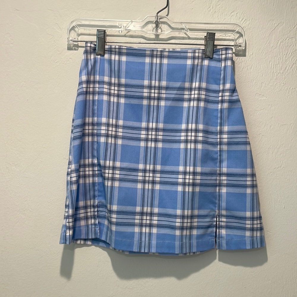 brandy melville blue patterned skirt